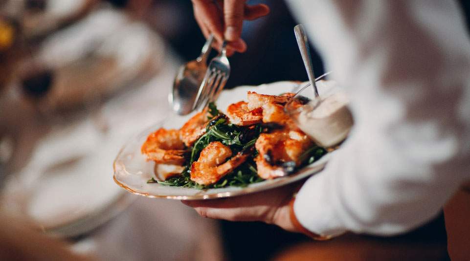 waiter serving meal